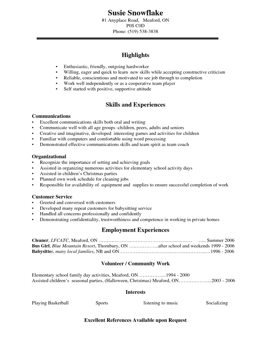 Resume writing for high school students no work experience